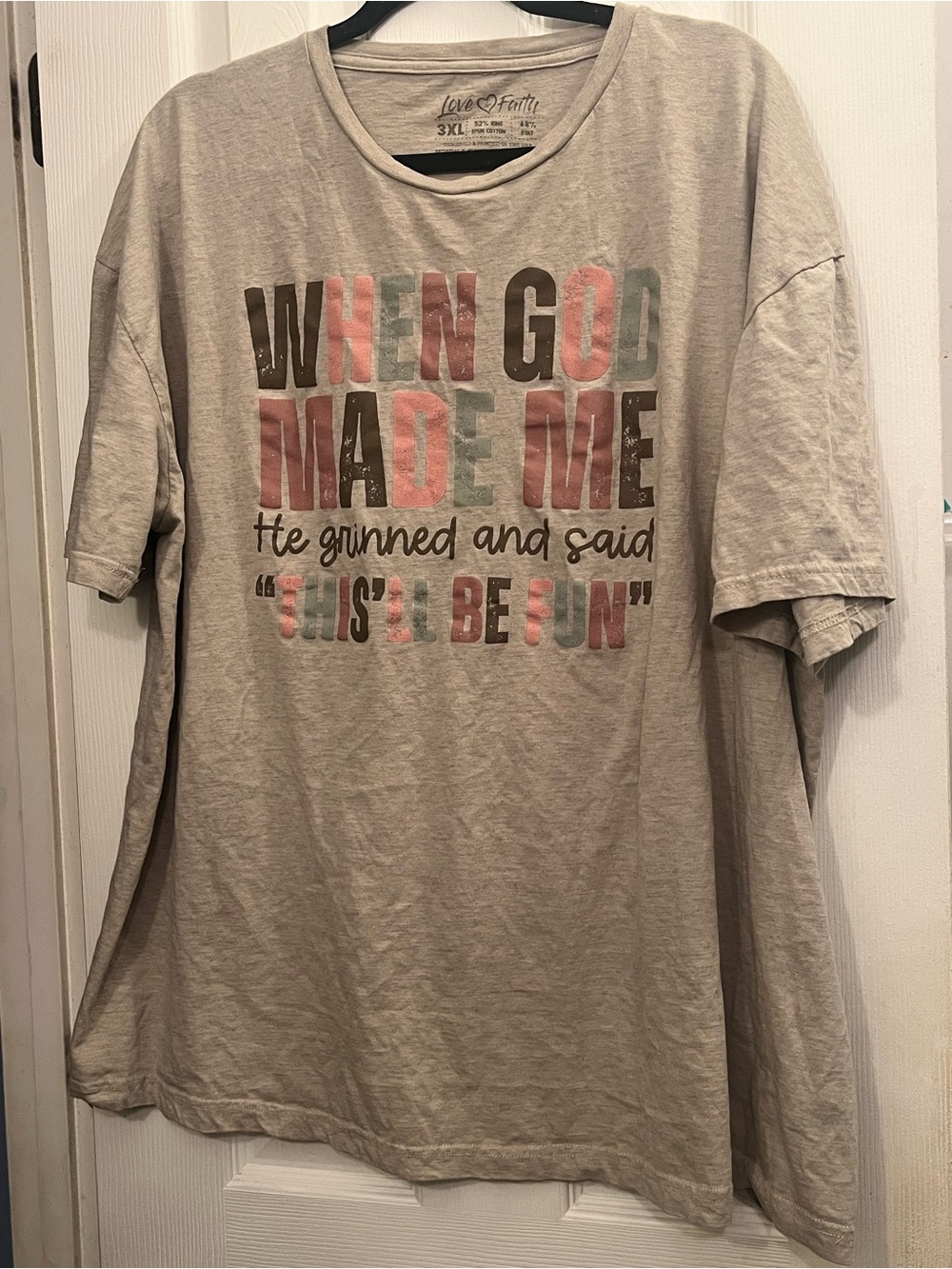 Women's 3XL Short Sleeve Graphic Tee - Beige